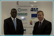 Professor Colin Riordan with Jonathan Martin from the HCA in the Gateway Building.