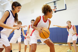 Pupils playing sport